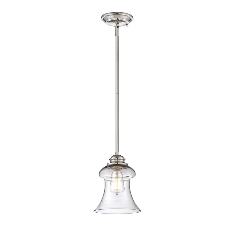 Luminaire suspendu en forme de cloche à 1 lumière Mccombs, Nickel poli