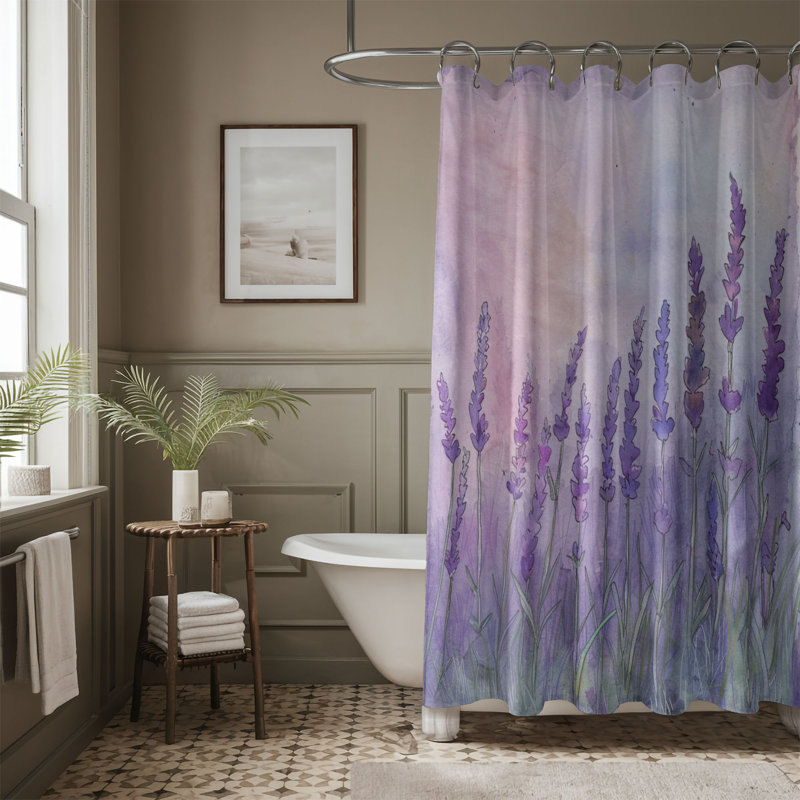 Rideau de douche 1 pièce Gentle Lavender Fields, H 74 po x l 71 po