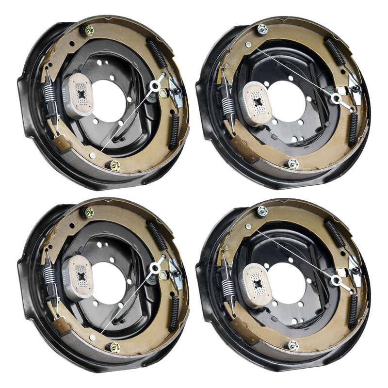 Ensemble de freins de remorque électrique, 12 po x 2 po, ensemble de freins électriques à réglage automatique pour essieu de 7 000 lb, fixation à 5 trous, plaques de support pour le remplacement des pièces du système de freinage