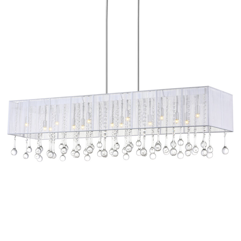 Luminaire suspendu linéaire pour îlot de cuisine 17 lumières Odin, Transparent