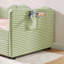 Lit de jour simple, lit de jour rembourré en vichy équipé d'un cadre gigogne escamotable et d'une poche de rangement latérale, canapé-lit multifonctionnel en bois massif pour chambre d'enfant et chambre d'amis - vert-131098158-131098161