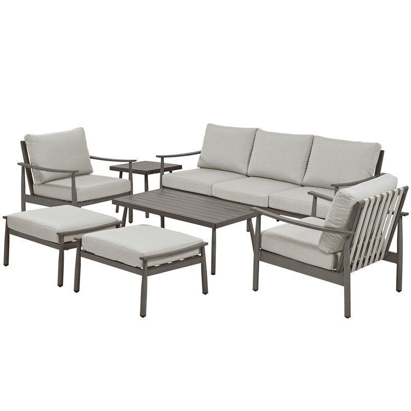 Mariene 5 - Person Patio Conversation Set with Cushions, Gray, Gray
