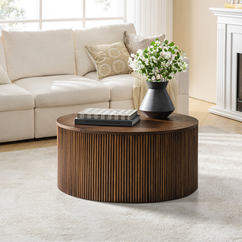 Table basse Jadida, Noyer, H 16,75 po x L 35,5 po x l 35,5 po