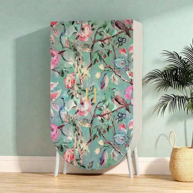 Armoire de rangement moderne à double porte, Vert / blanc ivoire