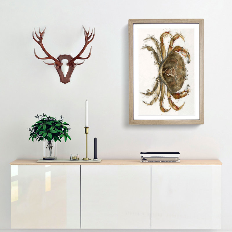 Rock Crab by J.E. De Kay - Picture Frame Painting Print, 65cm H x 48cm W x 2cm D, Oak Framed