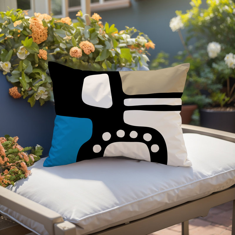 Coussin lombaire réversible intérieur / extérieur Sofi Minimalist, H 14 po x l 20 po, Turquoise