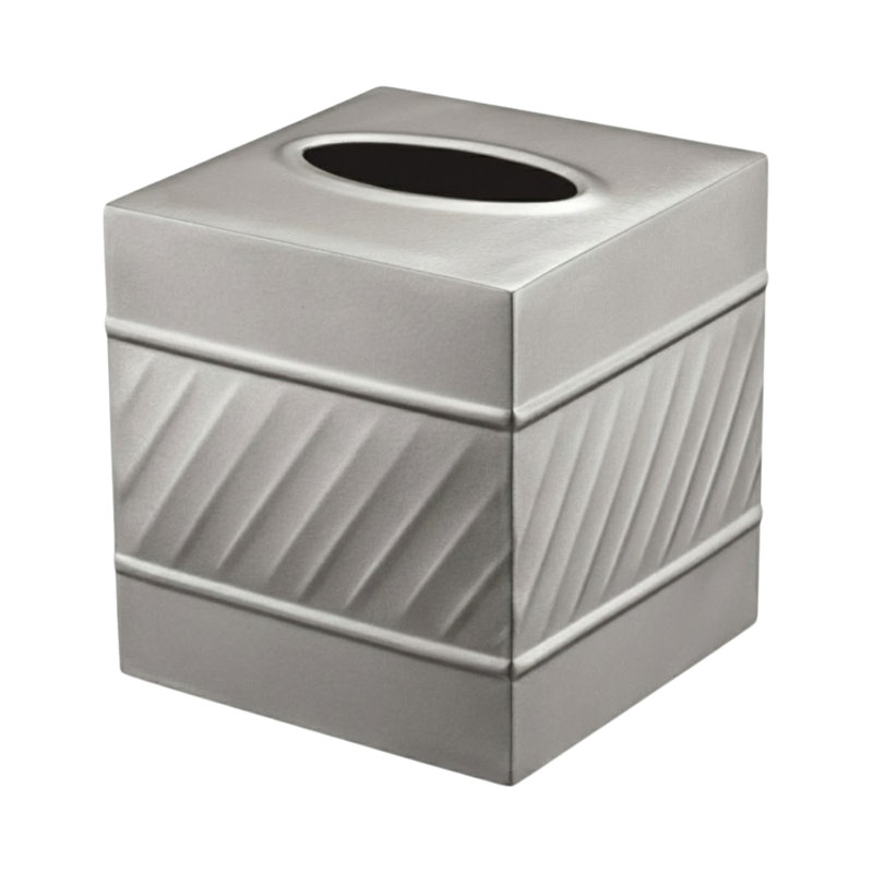 Wave Embossed Metal Tissue Box Cover, Silver