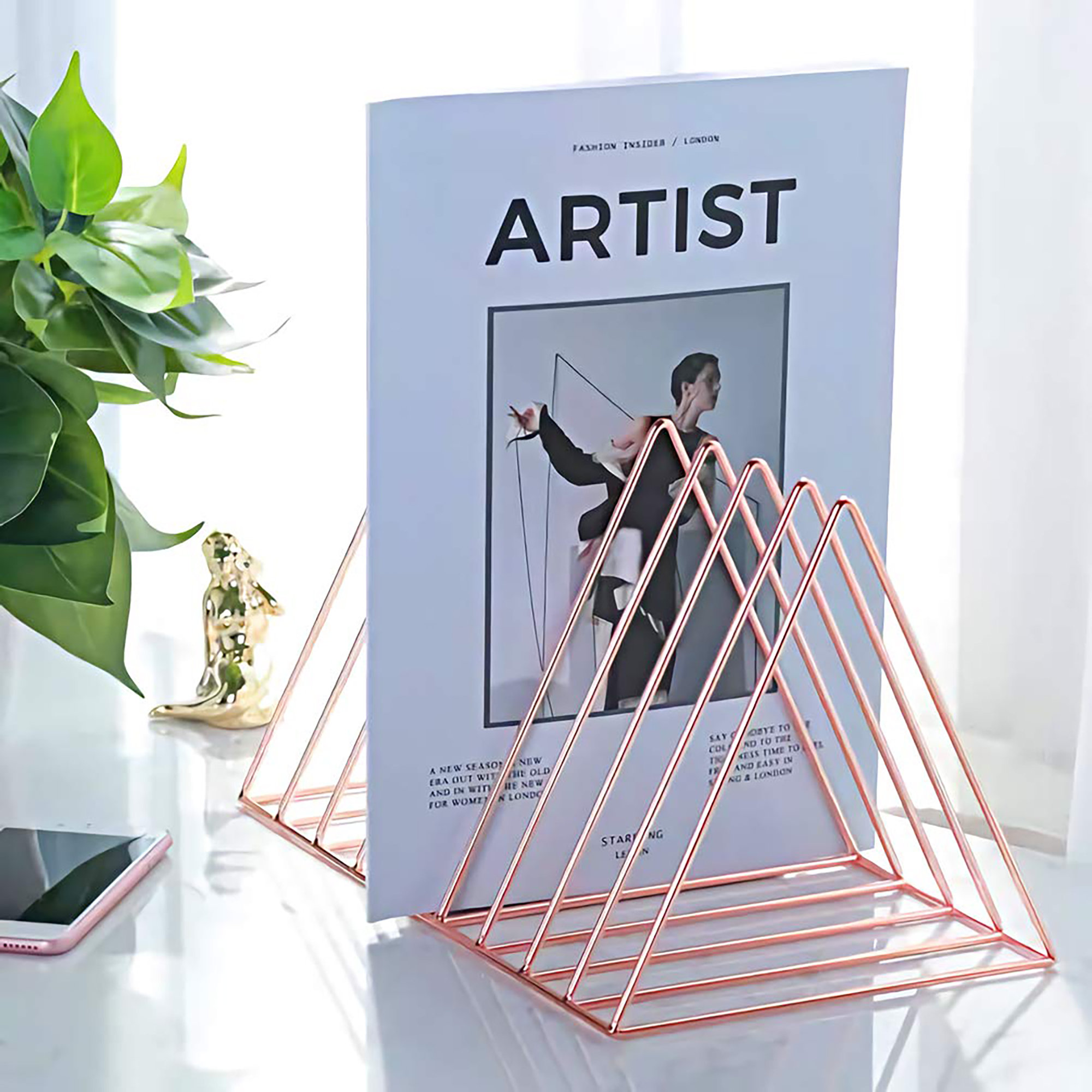Inbox Zero 9-Slot Triangle Wire File Folder Stand & Magazine Holder ...