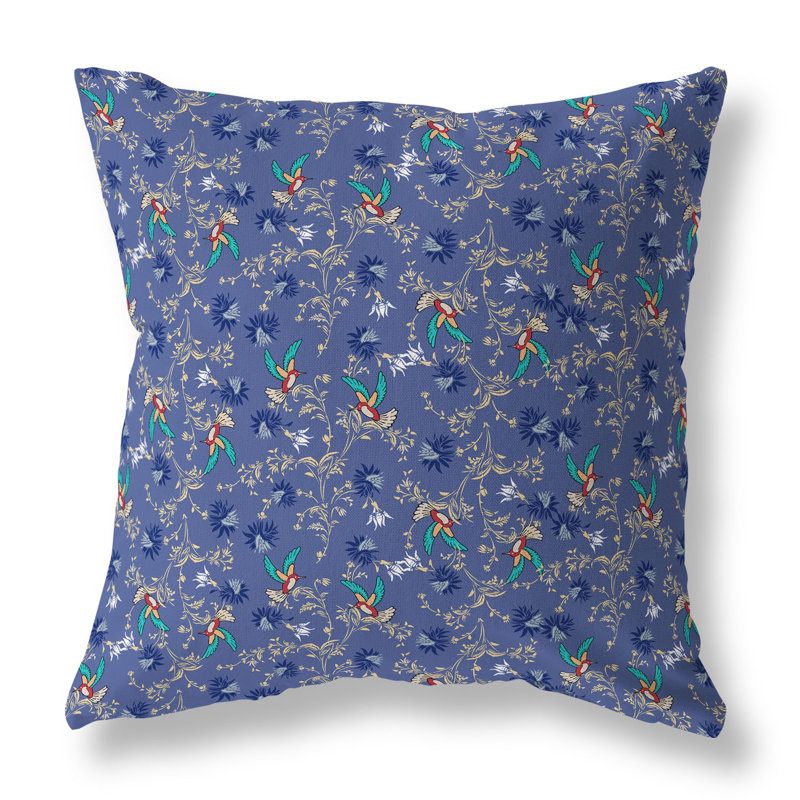 Coussin réversible Songbird Flora Parade, H 18 po x l 18 po, Bleu marine