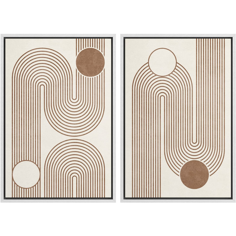 Ensemble de 2 peintures encadrées sur toile, H 24 po x l 32 po x P 1,5 po, Blanc