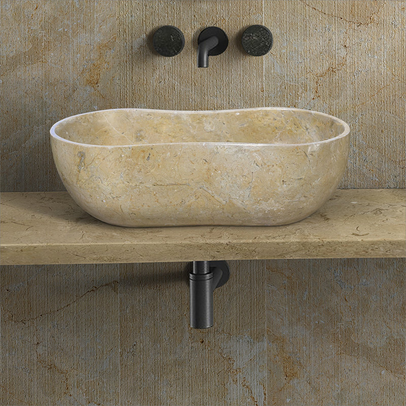 Lavabo vasque de salle de bain avec trou de drain pré-percé, Doré