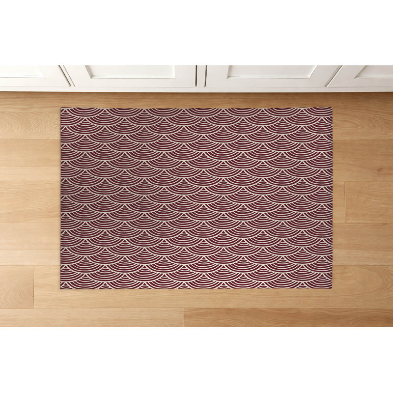 Tapis de cuisine Layered Arch Wave, Rectangle 5' x 7', Vin géométrique
