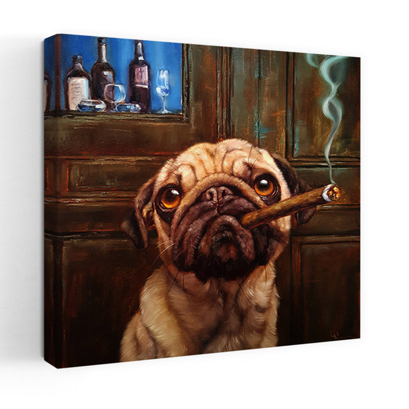 Uptown Pug Contemporary Dog Urban Art, 18" H x 18" W