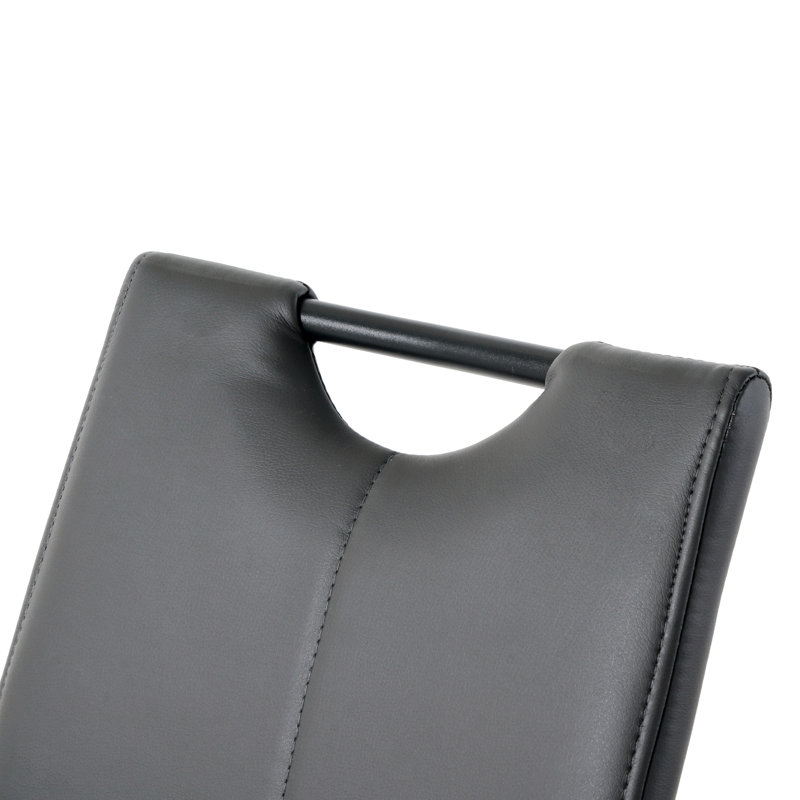 De 4 chaises de cuisine en PU gris anthracite - Conception ergonomique avec pieds en métal, imperméable et confortable pour la salle à manger