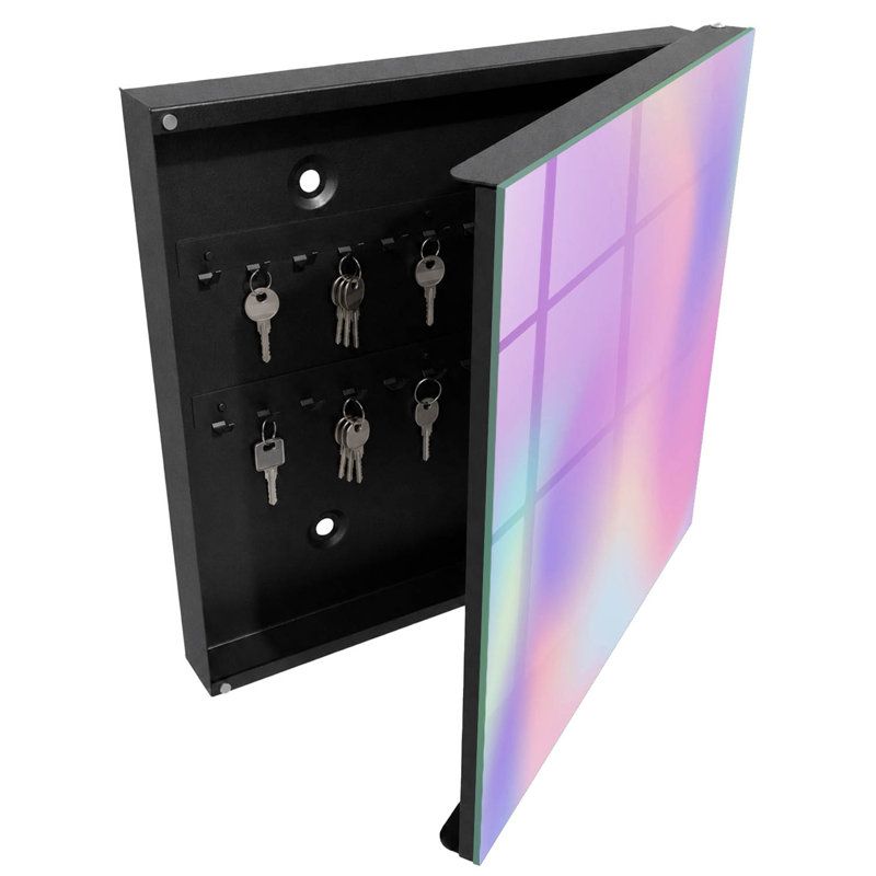 Wall mounted key box, Opens to the right, 30x30x5, White, The pastel gradient creates a harmony of colors, 