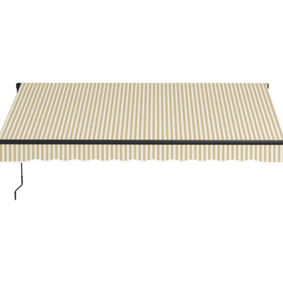 Auvent rétractable de 12 pi x 10 pi, patio avec fonctionnement manuel, tissu 280 g / m², structure en aluminium stable, auvent beige pour cour de 10 pi, terrasse et balcon robustes protégés par un abri pour le soleil