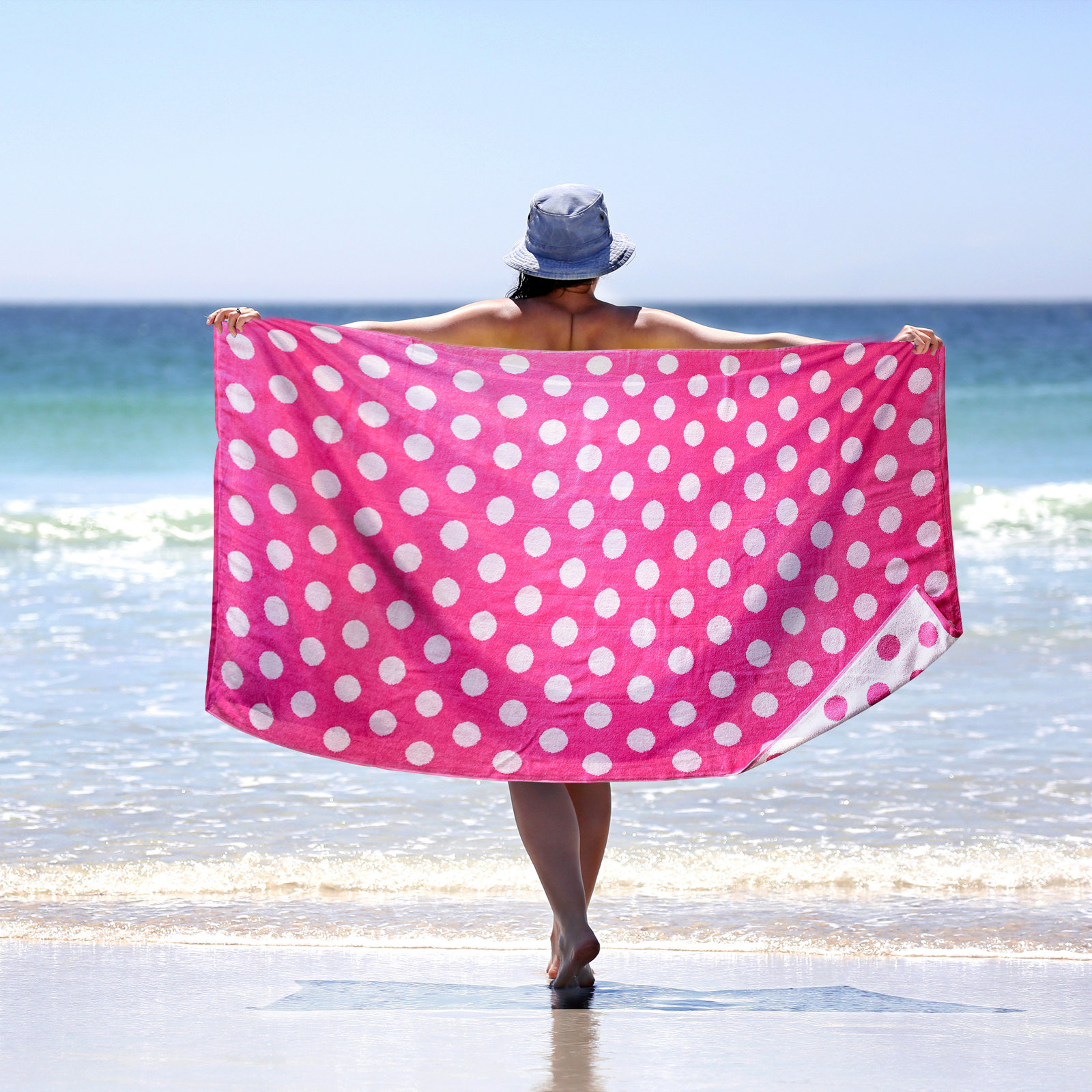 Makenna Striped Cotton Beach Towel, Pink