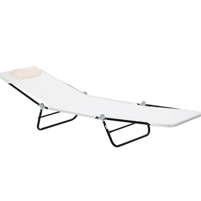 Beachside Lounge Chair - Cream White. Folding For Outdoor Relaxation. Reclining Back With Breathable Mesh Seat And . Adjustable Personalized Comfort. Portable Convenient. Strong Steel Frame. Suitable