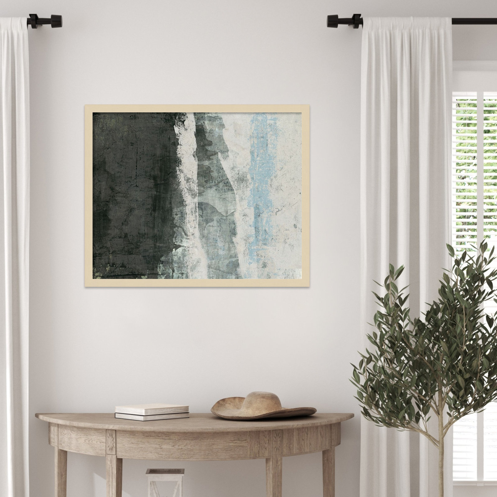 Fresno "Black and Grey and Blue II" Print, Brown, 21" H x 25" W