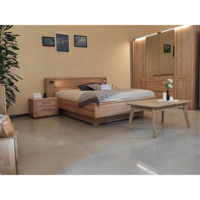 Ensemble de chambre à coucher en bois massif européen avec design classique et rangement
