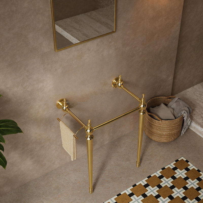 Armoire de base de meuble-lavabo durable, support de salle de bain rétro compact en acier doré