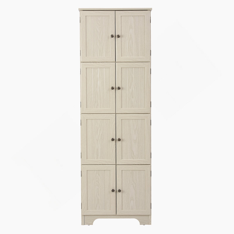 Armoire de rangement autoportante avec 8 portes et 4 tablettes pour le salon, la cuisine, la salle à manger et le bureau
