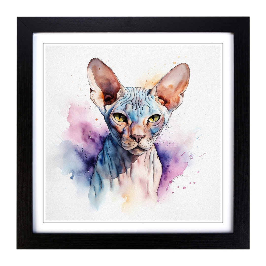 Sphynx Cat Watercolour - Framed Print