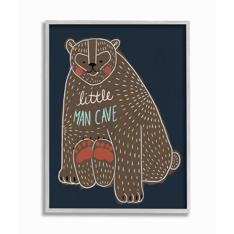 « little man cave ours drawing kids design » par daphné polselli, reproduction d’art, H 20 po x l 16 po