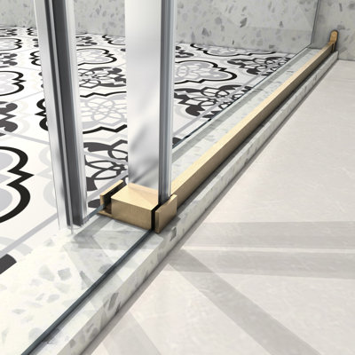 6076 Brushed Gold Shower Door - With 70Mm 304 Stainless Steel Pulleys, Soft Closing, Nano Cleaning, - Film For Bathroom , Adjustable Easy Clean