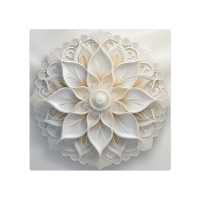 Mandala, blanc avec crème, motif floral