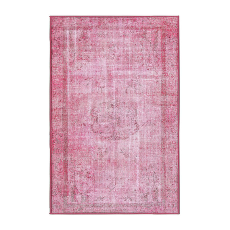Tapis floral en laine rose clair, Rectangle 8 pi x 12 pi