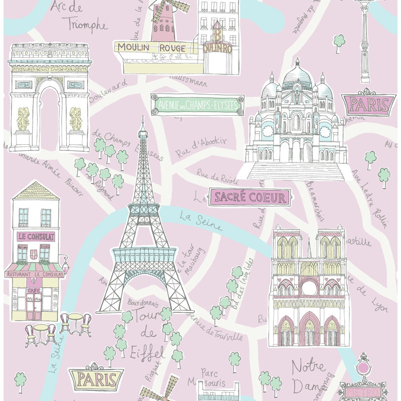 Ilminster 33' x 20.5" Wallpaper Roll, Pink/Teal