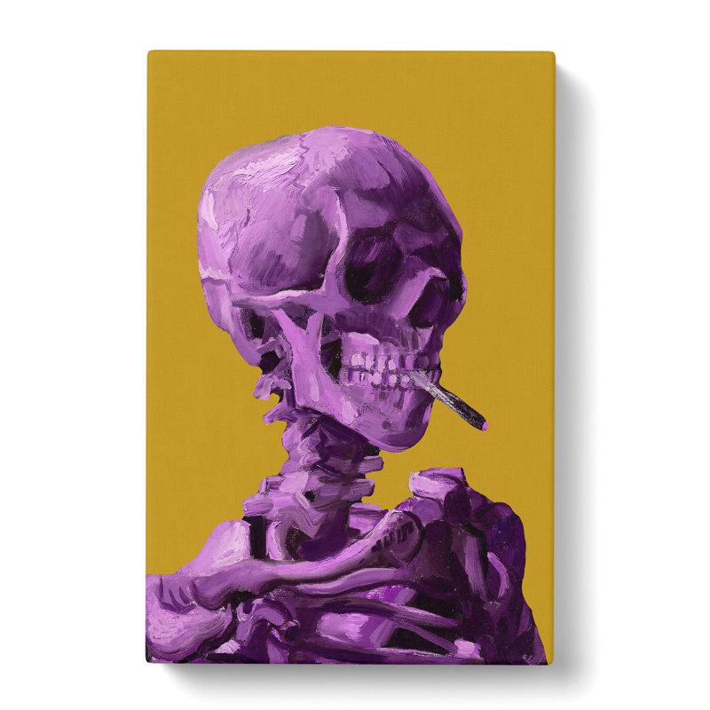 Purple Skull of a Skeleton with Cigarette by Vincent Van Gogh - Wrapped Canvas, 76cm H x 50cm W x 3cm D