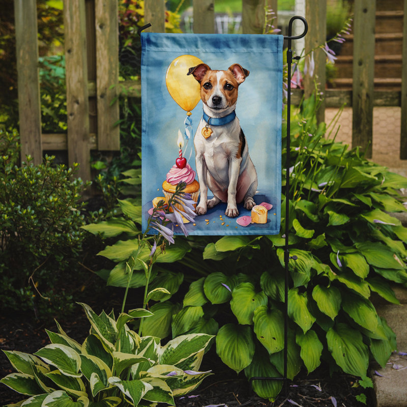 Drapeau de jardin «Happy Birthday», Jack Russell terrier