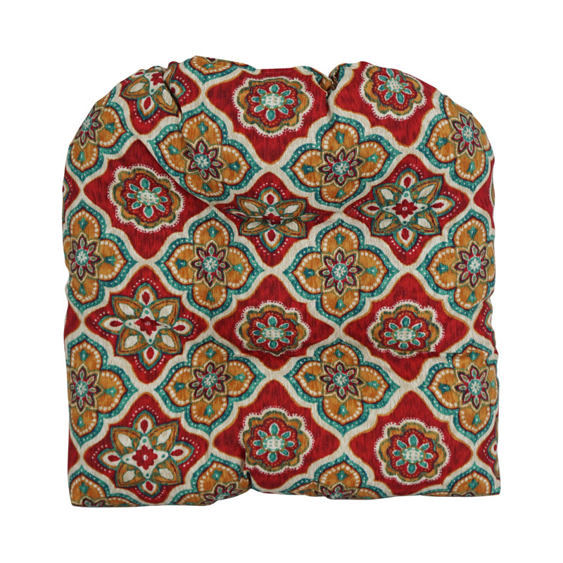 Outdoor 5'' Dining Chair Seat Cushion, Red/White