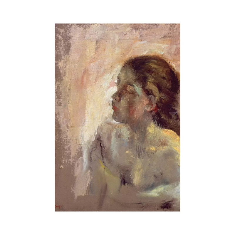Study Of A Girl's Head, Late 1870s by Edgar Degas - Wrapped Canvas Painting, 20.32 cm H x 30.48 cm W