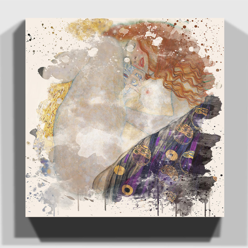 Danae (2) by Gustav Klimt Art - Wrapped Canvas, 35cm H x 35cm W
