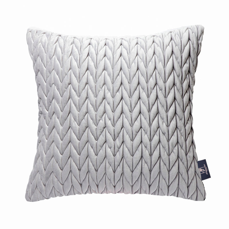 Coussins en velours matelassé, coussin décoratif texturé tressé, Carré H 18 po x l 18 po, Gris