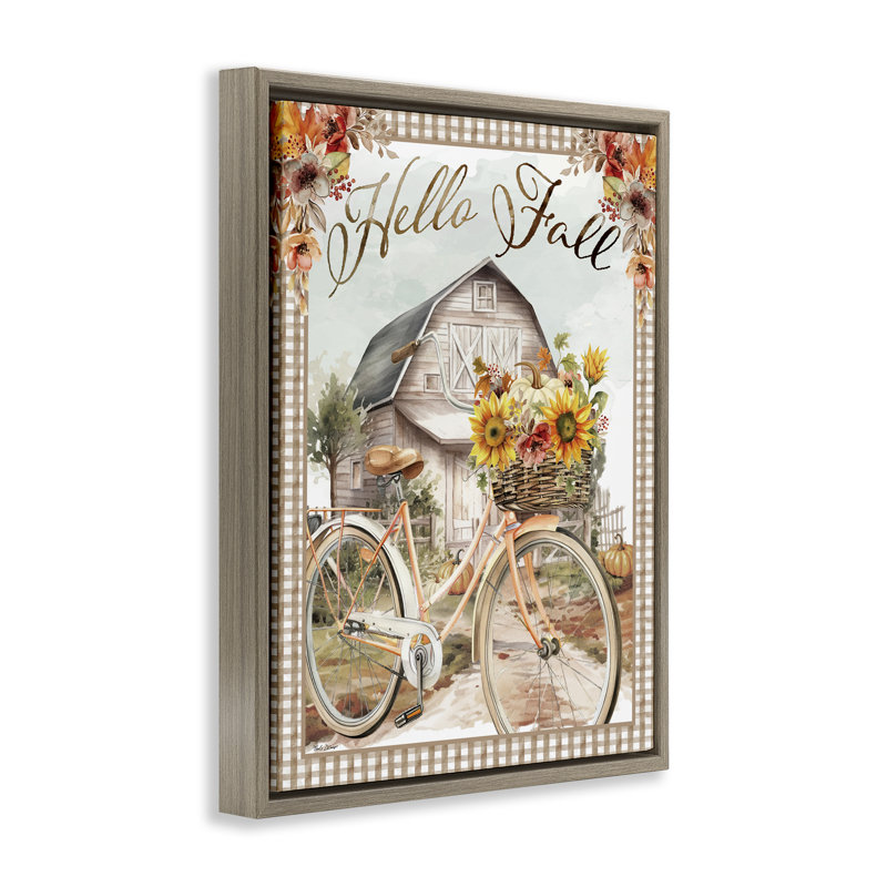 «Hello Fall Cottage Vélo» par Nicole DeCamp, Cadre flottant orme Montalcino, H 31 po x l 25 po