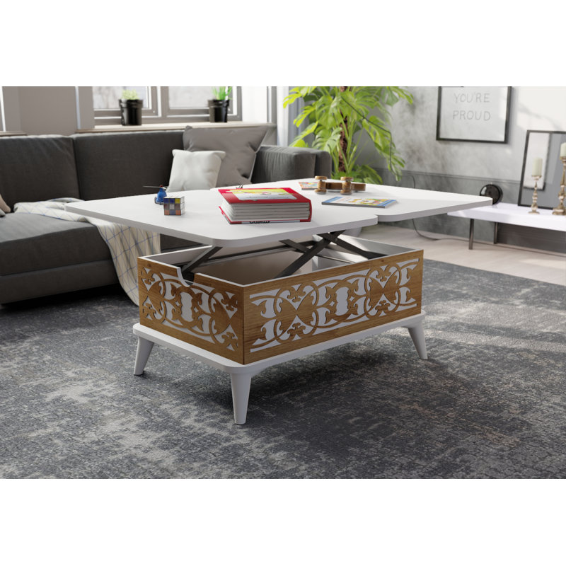 Lift Top Extendable Frame Coffee Table with Storage