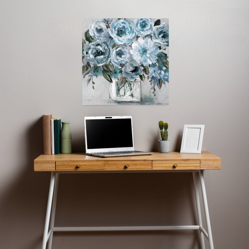 Painterly Blues, art mural moderne abstrait, H 18 po x l 18 po