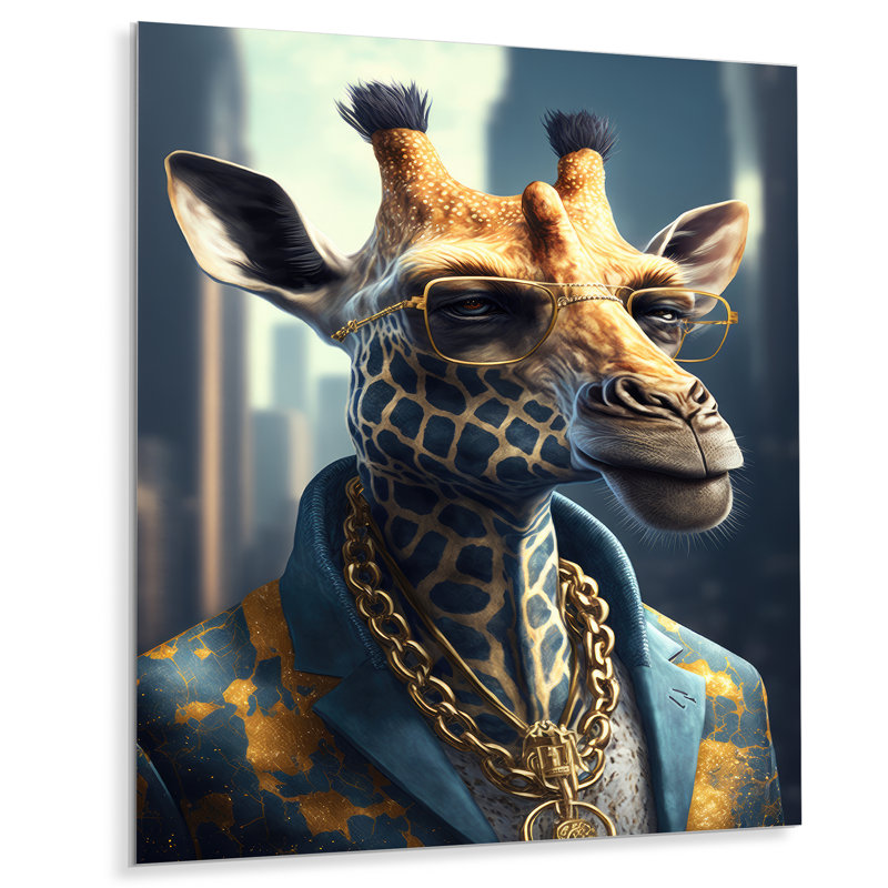 Girafe Ganster - Décoration murale animaux en métal, H 40 po x l 30 po x P 1 po