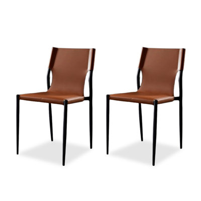 Chaise d'appoint orange à dossier solide (ensemble de 2)