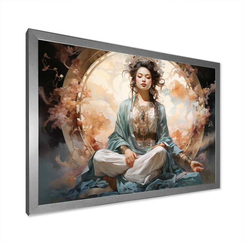 Art asiatique, bodhisattva Grace I - impression, H 16 po x l 32 po x P 1 po, Cadre photo argenté