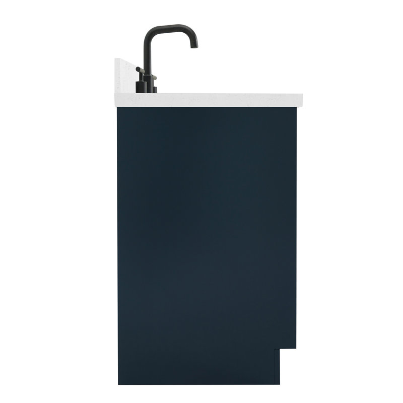 ARIEL Kelly 60 Single Sink Bathroom Vanity with Carrara Quartz Top, Midnight Blue, Rectangular , 54"