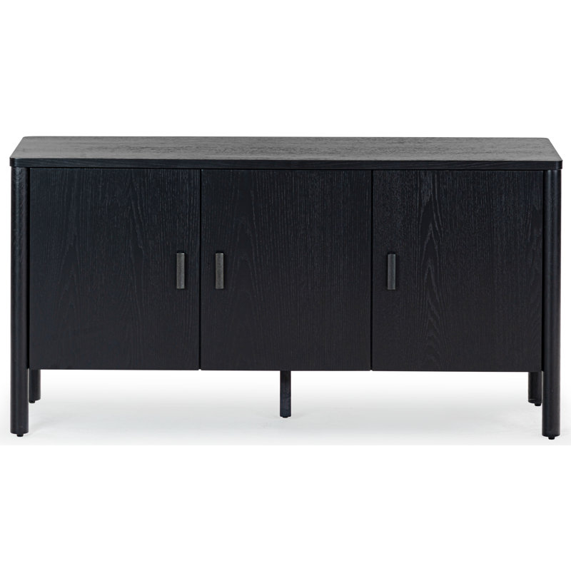 Kaplan Wood 3-Door Sideboard, Black