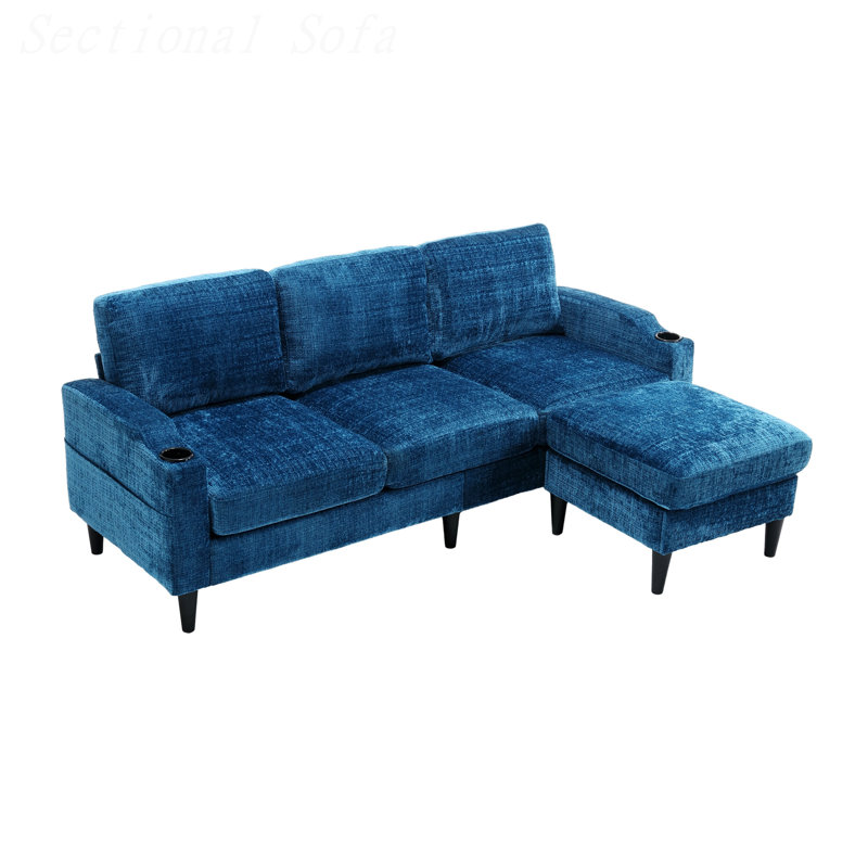 Adylynn Upholstered L-Shaped Sectional, Teal Chenille
