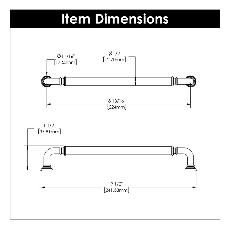 Berkshire Collection Handle Pull - 8-13/16" Center to Center Cabinet Pull Champagne Bronze - Farmhouse Hardware for Drawers & Cabinets
