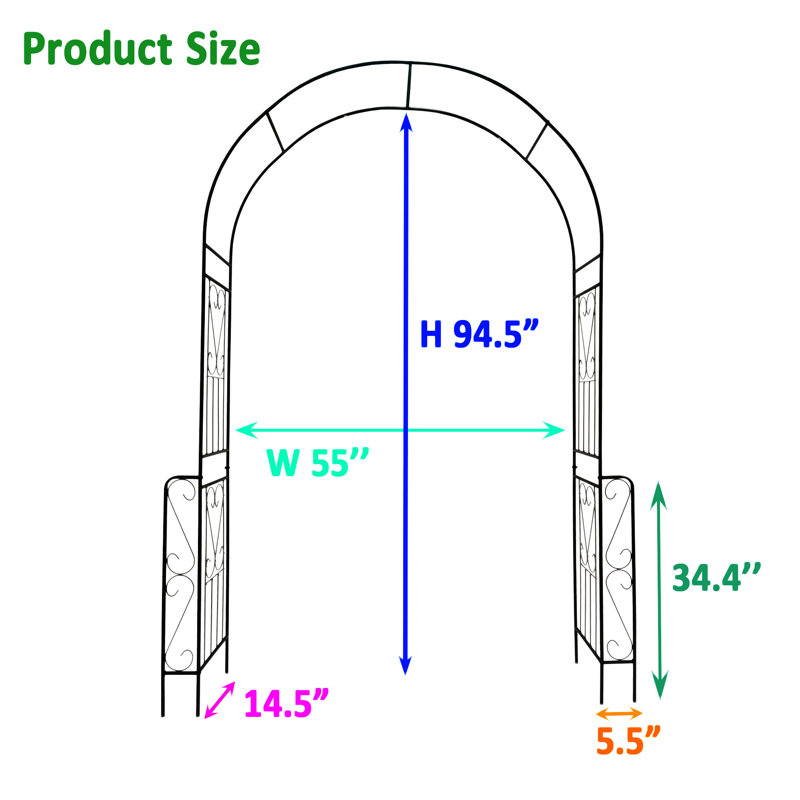 Arche de jardin en métal l 55 po x H 94,5 po