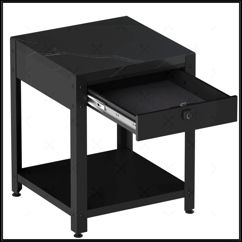 Table basse carrée à double couche, Noir